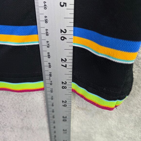 Mens Aptus Black Multicolor Striped Modern Fit Polo Shirt Short Sleeve Size L - Picture 8 of 9